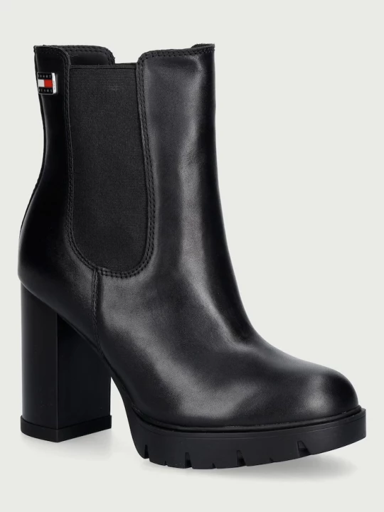 Obrázek produktu Tommy Jeans kotníkové boty dámské kožené TJW CHELSEA HIGH HEEL BOOTS černá