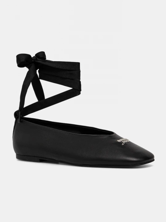 Obrázek produktu Tommy Jeans Kožené baleríny Tommy Hilfiger TJW BALLERINA WITH LACES černá
