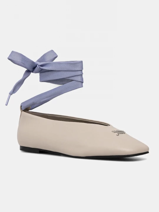 Obrázek produktu Tommy Jeans Kožené baleríny Tommy Jeans TJW BALLERINA WITH LACES béžová