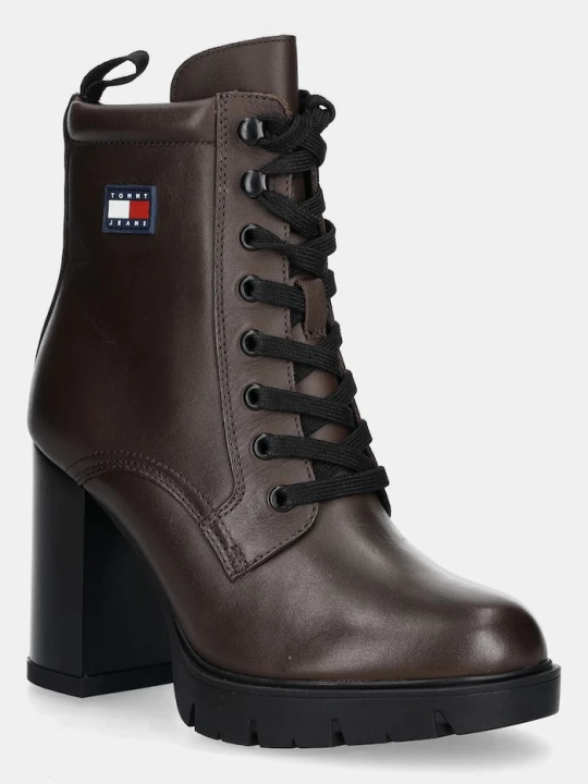 Obrázek produktu Tommy Jeans Kožené kotníkové boty Tommy Jeans TJW HEEL LACE UP BOOT hnědá