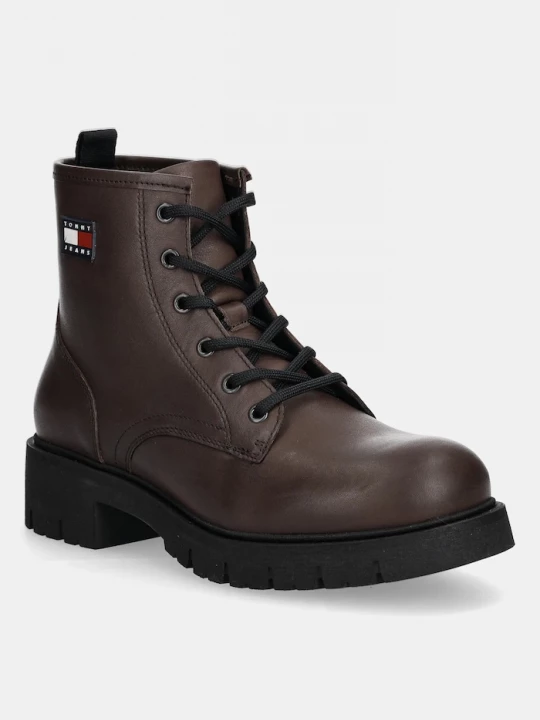 Obrázek produktu Tommy Jeans Kožené kotníkové boty Tommy Jeans TJW LACE UP LEATHER BOOT hnědá