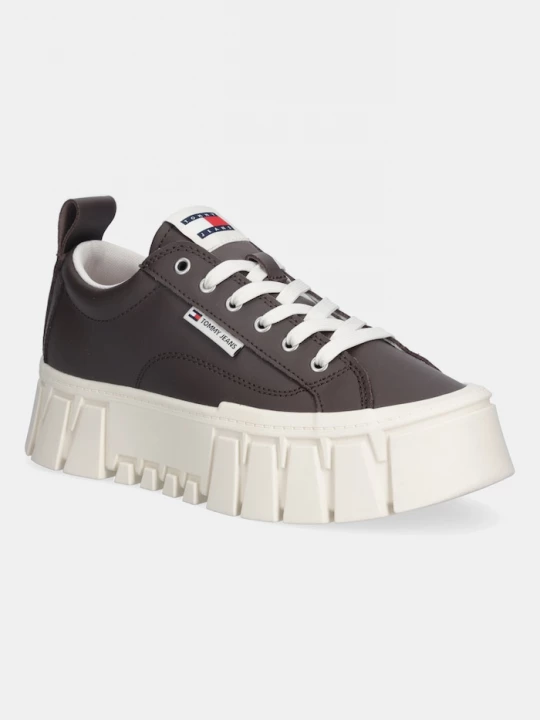 Obrázek produktu Tommy Jeans Kožené tenisky Tommy Jeans TJW VULC FLATFORM LEATHER hnědá