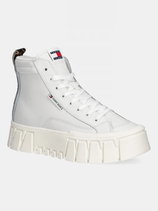 Obrázek produktu Tommy Jeans Kožené tenisky Tommy Jeans TJW VULC FLATFORM LEOPARD bílá