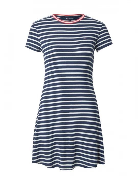 Obrázek produktu Tommy Jeans Letní šaty 'Fit And Flare Mini' námořnická modř / červená / bílá