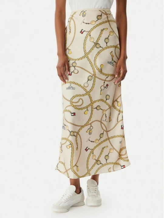 Obrázek produktu Tommy Jeans Maxi sukně Chain Print DW0DW22298 Světle béžová Slim Fit
