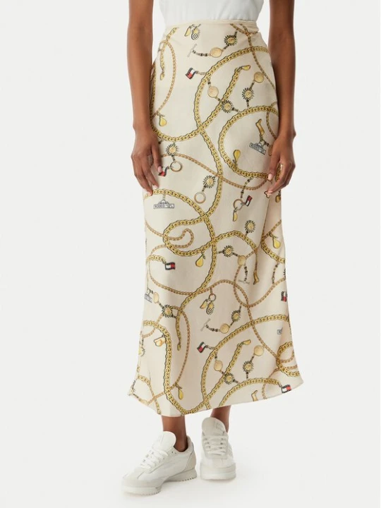 Obrázek produktu Tommy Jeans Maxi sukně Chain Print DW0DW22298 Světle béžová Slim Fit