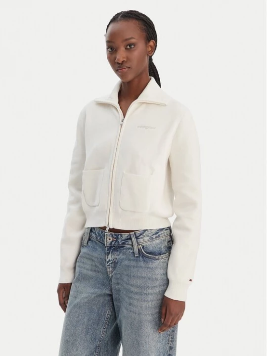 Obrázek produktu Tommy Jeans Mikina Cozy Sript DW0DW22029 Écru Regular Fit Krémová