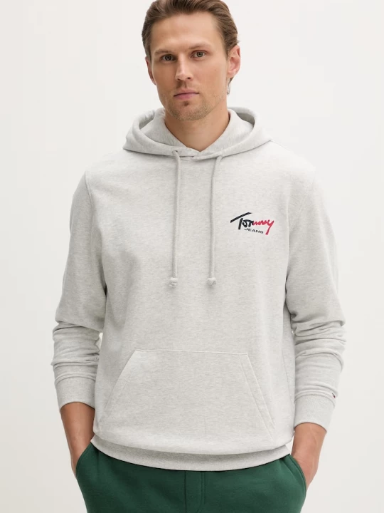 Obrázek produktu Tommy Jeans mikina kapucí pánská bavlněná šedá