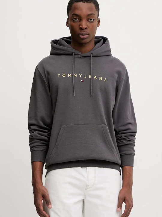 Obrázek produktu Tommy Jeans mikina s kapucí pánská bavlněná šedá