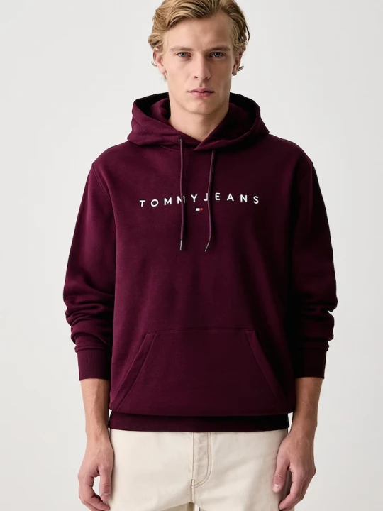 Obrázek produktu Tommy Jeans mikina s kapucí pánská s bavlnou burgundské