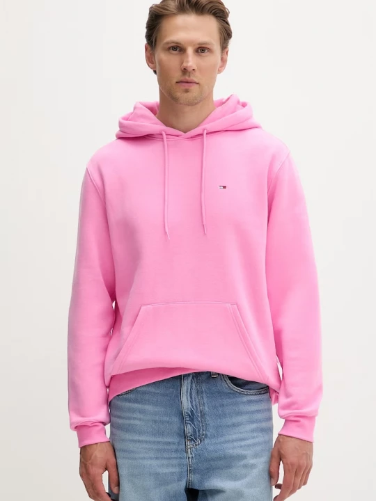 Obrázek produktu Tommy Jeans mikina s kapucí pánská s bavlnou růžová