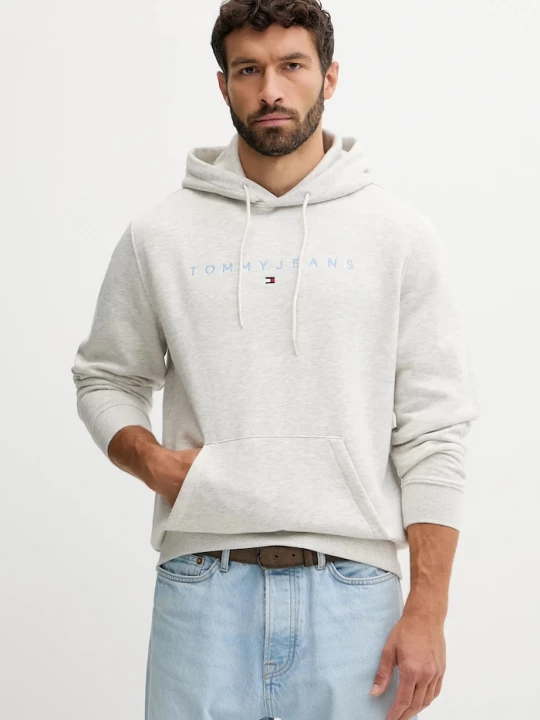 Obrázek produktu Tommy Jeans mikina s kapucí pánská s bavlnou šedá