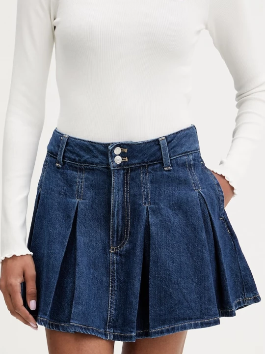 Obrázek produktu Tommy Jeans plisovaná sukně džínová námořnická modř