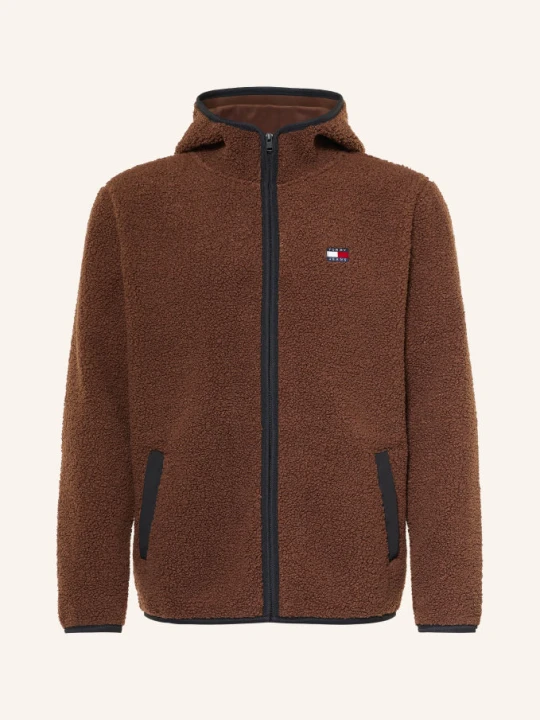 Obrázek produktu Tommy Jeans Plyšová Bunda tmavě hnědá / tmavě červená / černá