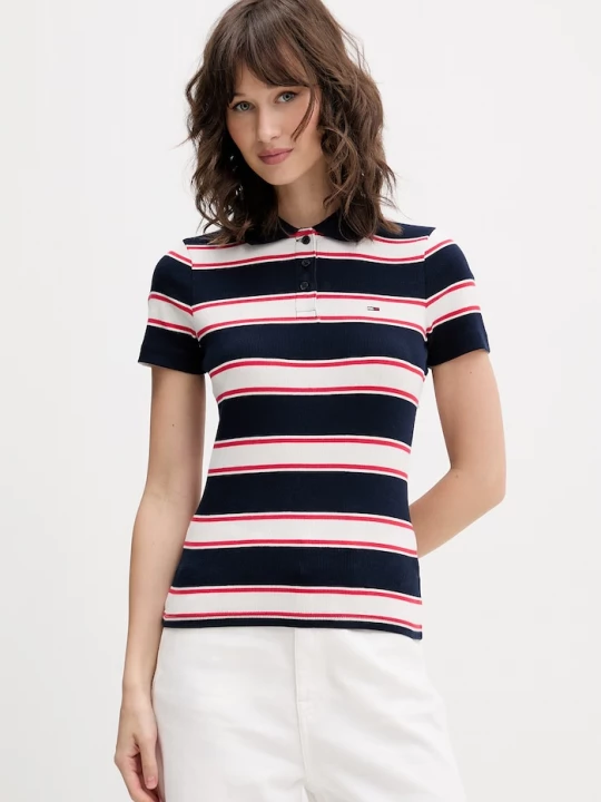 Obrázek produktu Tommy Jeans polo dámské bavlněné elastanem námořnická modř