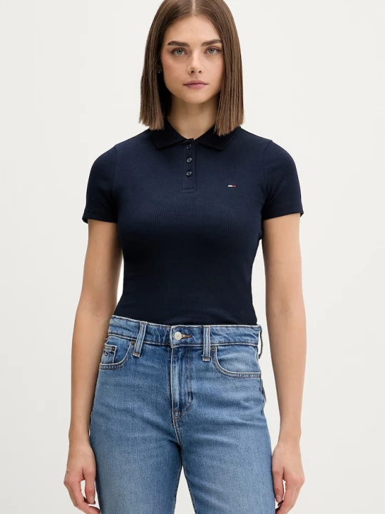 Obrázek produktu Tommy Jeans polo dámské bavlněné s elastanem námořnická modř