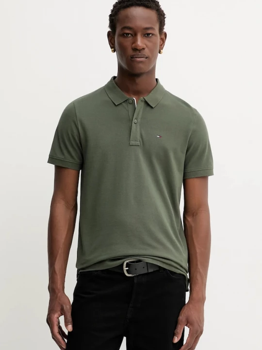 Obrázek produktu Tommy Jeans polo pánské bavlněné zelená