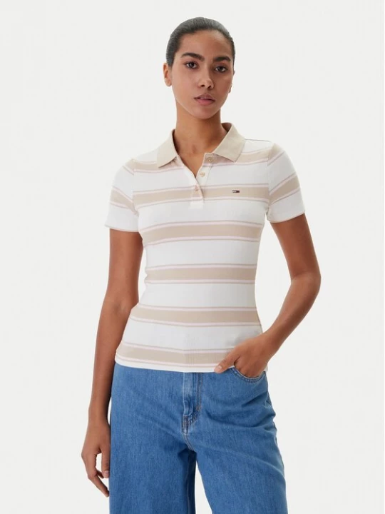 Obrázek produktu Tommy Jeans Polokošile DW0DW22327 Béžová Slim Fit
