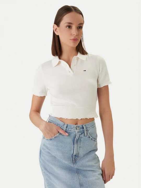 Obrázek produktu Tommy Jeans Polokošile DW0DW22597 Bílá Slim Fit