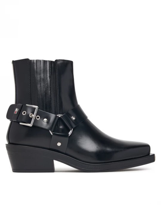Obrázek produktu Tommy Jeans Polokozačky Tjw Buckle Leather Cowboy Boots EN0EN03143 Černá