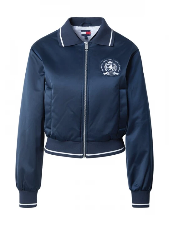 Obrázek produktu Tommy Jeans Přechodná bunda 'Back Logo Patch Varsity' tmavě modrá / bílá