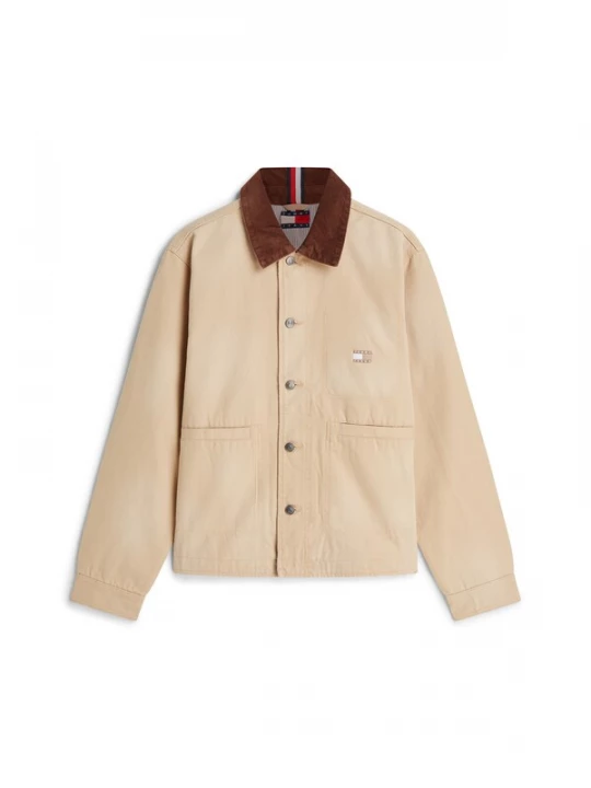 Obrázek produktu Tommy Jeans Přechodná bunda 'Contrast Collar Chore' krémová / hnědá