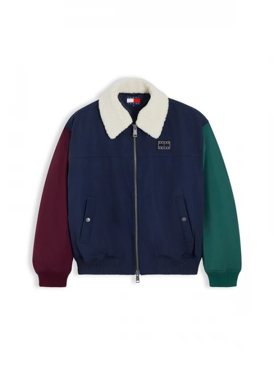 Obrázek produktu Tommy Jeans Přechodná bunda tmavě modrá / smaragdová / burgundská červeň / barva bílé vlny