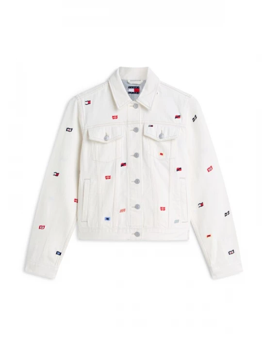 Obrázek produktu Tommy Jeans Přechodná bunda 'Trucker' námořnická modř / červená / bílá džínovina