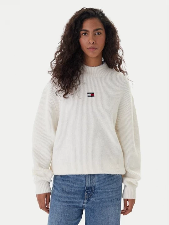 Obrázek produktu Tommy Jeans Rolák Badge DW0DW22109 Écru Relaxed Fit Krémová