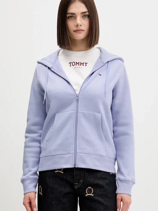 Obrázek produktu Tommy Jeans rozepínací mikina dámská s bavlnou fialová