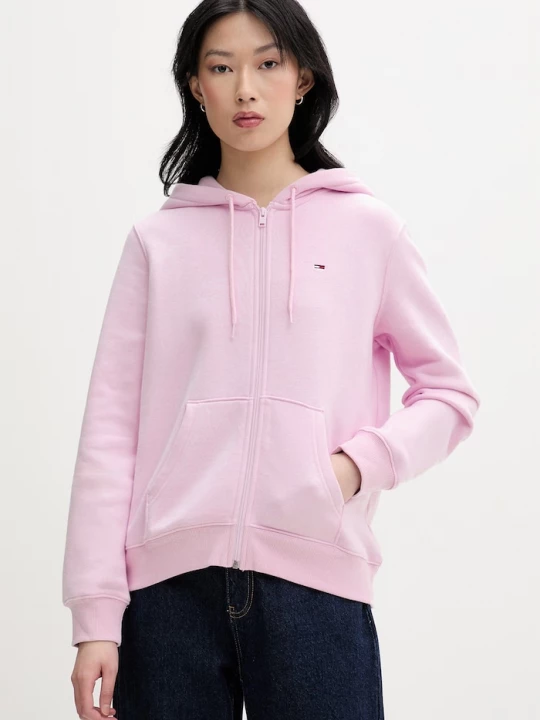 Obrázek produktu Tommy Jeans rozepínací mikina dámská s bavlnou růžová