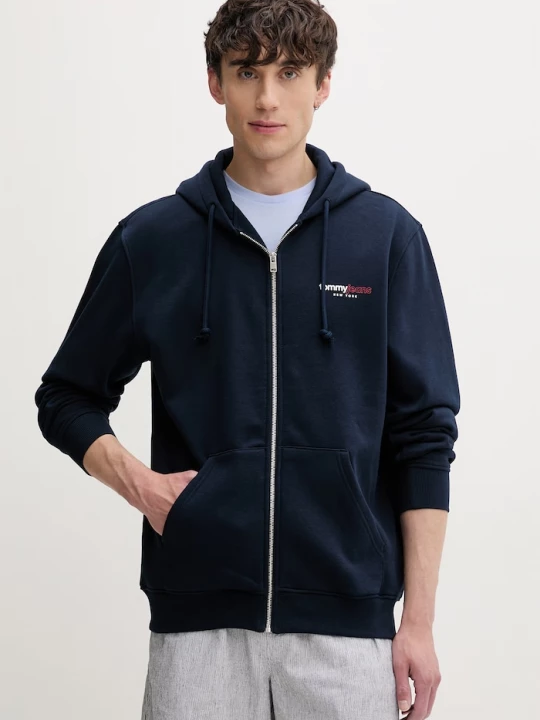 Obrázek produktu Tommy Jeans rozepínací mikina kapucí pánská bavlnou námořnická modř