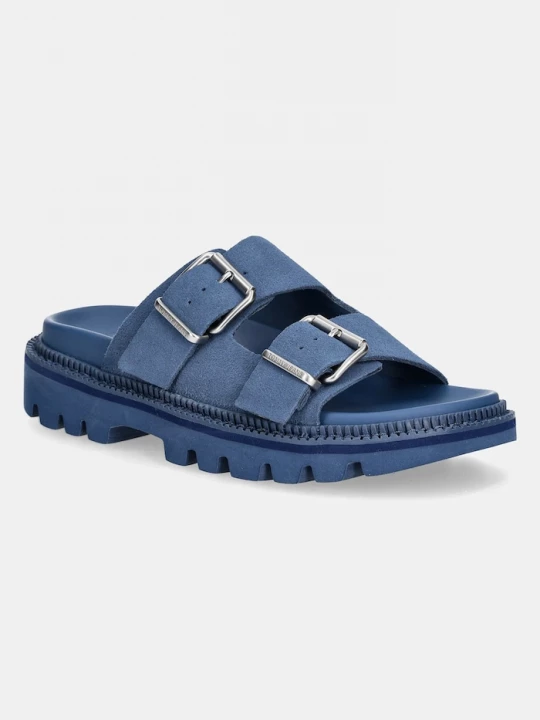 Obrázek produktu Tommy Jeans Semišové pantofle DOUBLE STRAP SANDAL SUEDE modrá