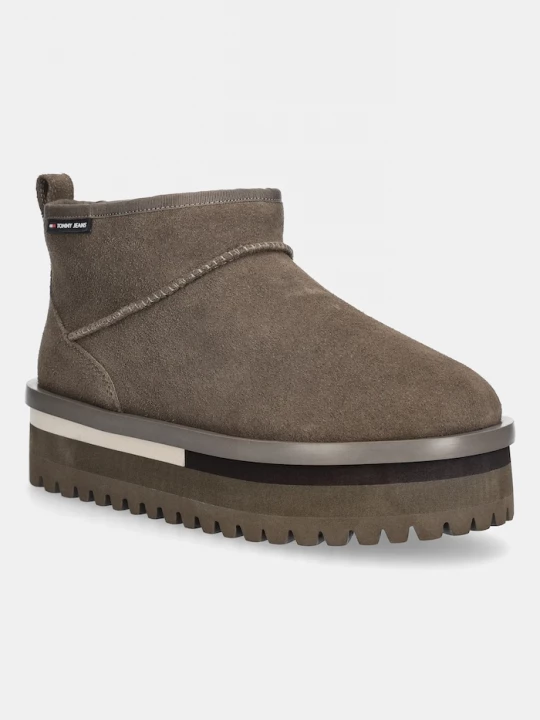 Obrázek produktu Tommy Jeans Semišové sněhule Tommy Jeans TJW FLATFORM SNOW BOOT SUEDE zelená