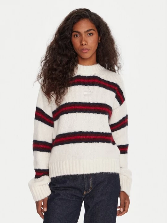 Obrázek produktu Tommy Jeans Svetr Badge DW0DW21679 Écru Relaxed Fit Krémová