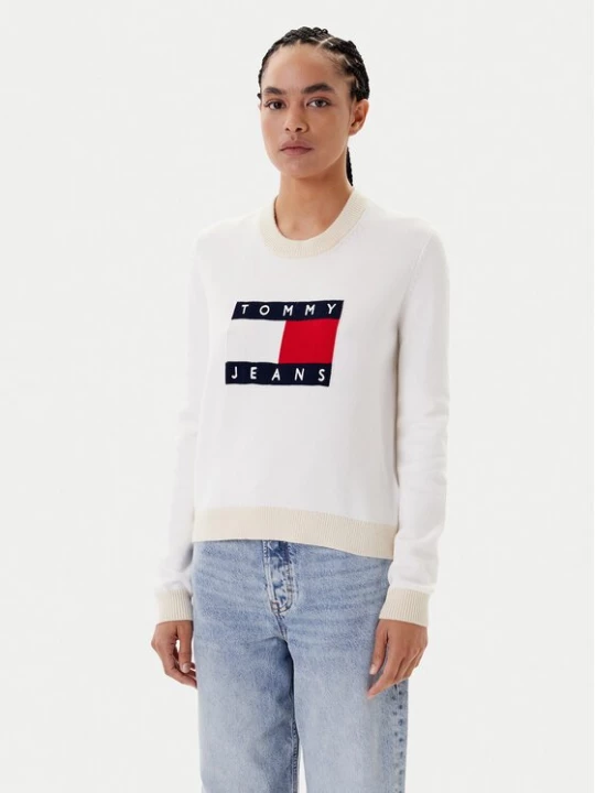 Obrázek produktu Tommy Jeans Svetr Colorblock Flag DW0DW20970 Bílá Regular Fit