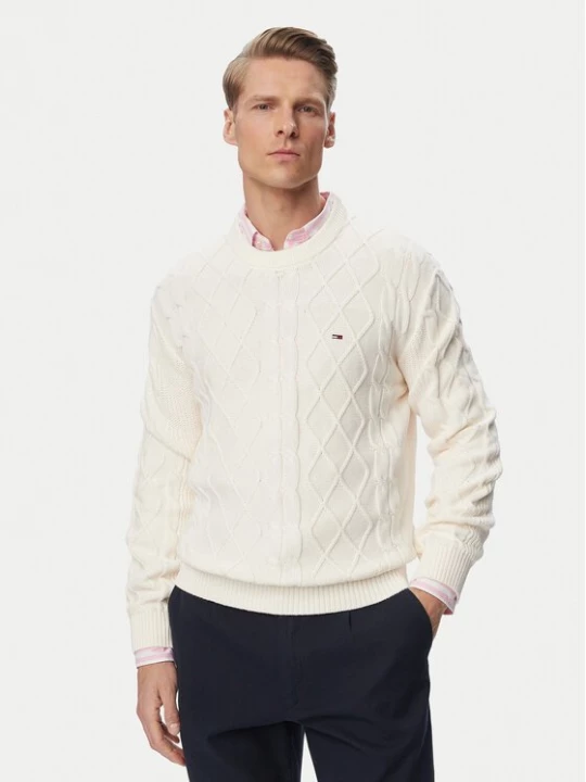 Obrázek produktu Tommy Jeans Svetr DM0DM23405 Krémová Regular Fit