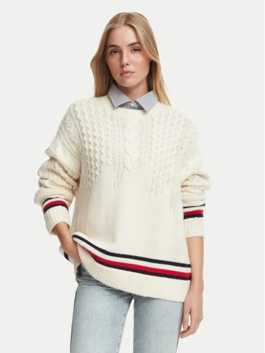 Obrázek produktu Tommy Jeans Svetr DW0DW23353 Krémová Oversize