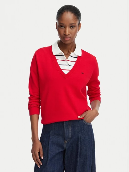 Obrázek produktu Tommy Jeans Svetr Essential DW0DW19888 Červená Regular Fit
