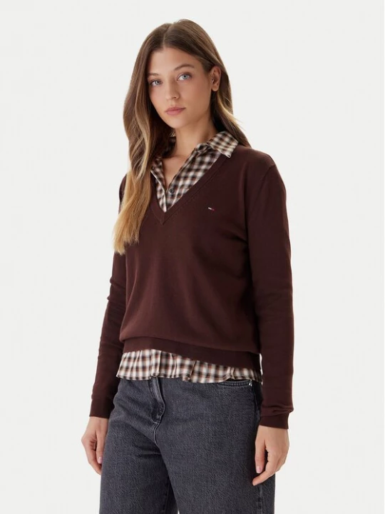 Obrázek produktu Tommy Jeans Svetr Essential DW0DW19888 Hnědá Regular Fit