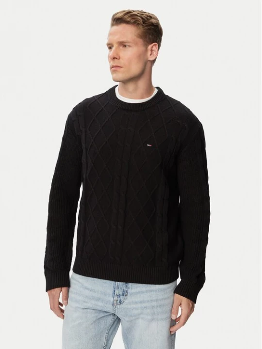 Obrázek produktu Tommy Jeans Svetr Flag DM0DM23405 Černá Regular Fit