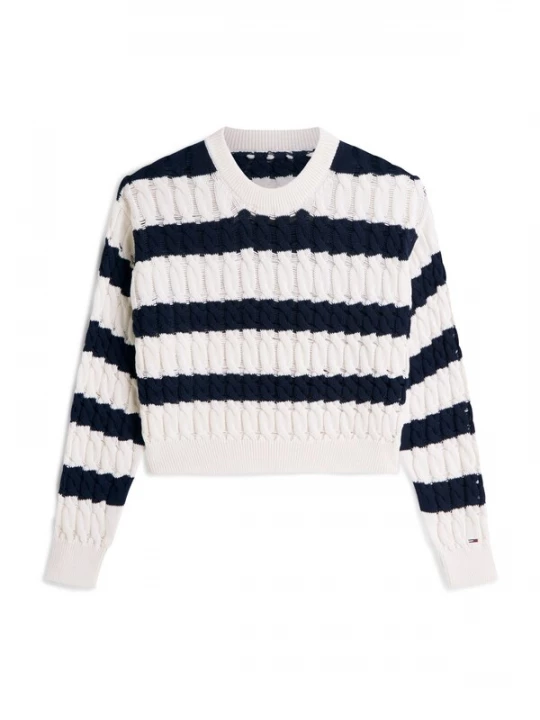 Obrázek produktu Tommy Jeans Svetr 'Loose Cable' námořnická modř / bílá