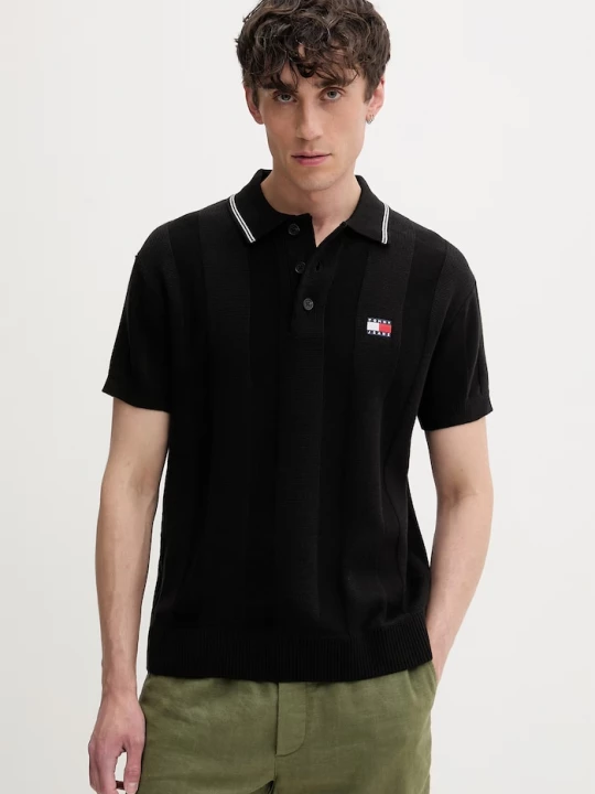 Obrázek produktu Tommy Jeans svetrové polo pánské bavlněné černá