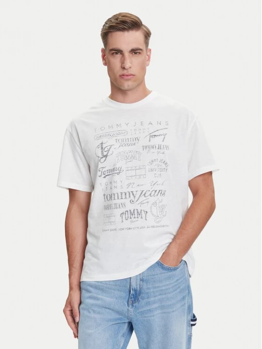 Obrázek produktu Tommy Jeans T-Shirt Archive Logos DM0DM21584 Bílá Relaxed Fit