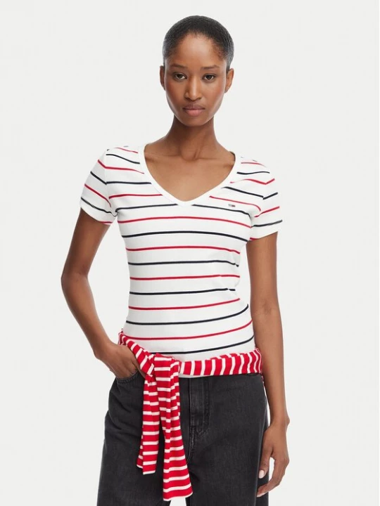 Obrázek produktu Tommy Jeans T-Shirt DW0DW17385 Bílá Slim Fit
