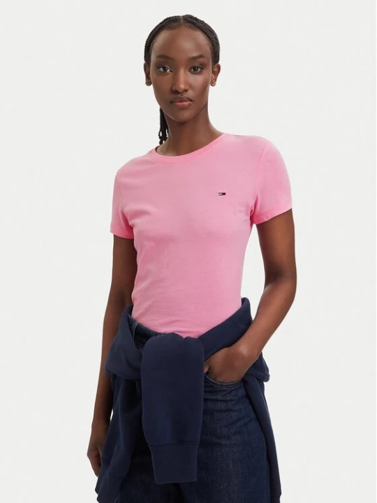 Obrázek produktu Tommy Jeans T-Shirt DW0DW20459 Světle růžová Slim Fit