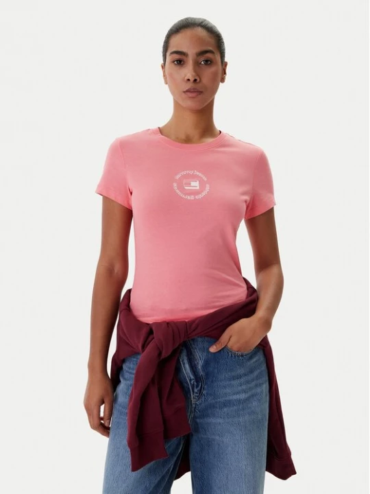 Obrázek produktu Tommy Jeans T-Shirt DW0DW22273 Růžová Slim Fit