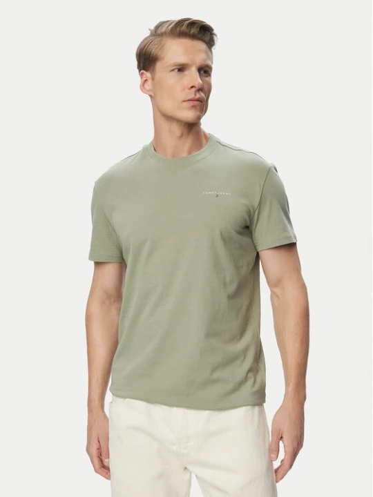 Obrázek produktu Tommy Jeans T-Shirt Linear Chest DM0DM21780 Světle zelená Slim Fit