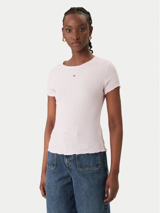 Obrázek produktu Tommy Jeans T-Shirt Smock Seersucker DW0DW22219 Růžová Slim Fit