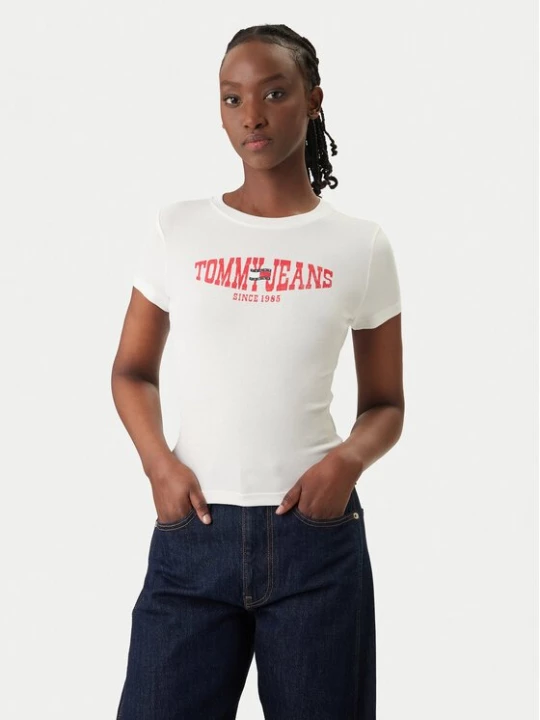 Obrázek produktu Tommy Jeans T-Shirt Wavy Flag DW0DW22272 Bílá Slim Fit